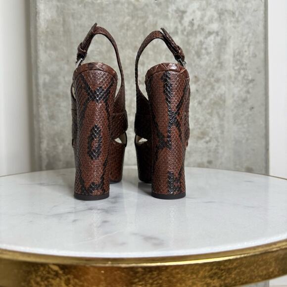 New Michael Kors Collection Candace Python-Embossed Leather Platform Sandal - Picture 6 of 12